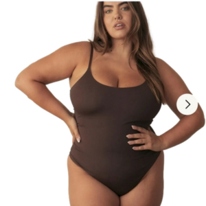 Plus Size Brown Scoop Neck Bodysuit